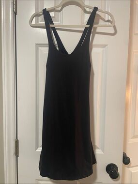 AthleticAvia Black Slip Dress with Crossed Back Strap/ shorts Pocket
